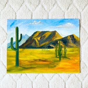 Gorgeous Desert Landscape Saguaro Cactus
Southwestern Scene Oil Painting